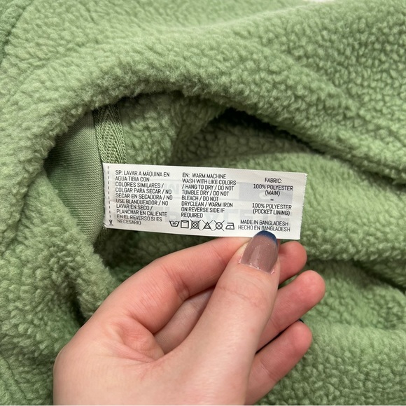 Alphalete King Crop Hoodie, Women’s Textured Plush Fleece Crop Hoodie - sage, S - Picture 5 of 10